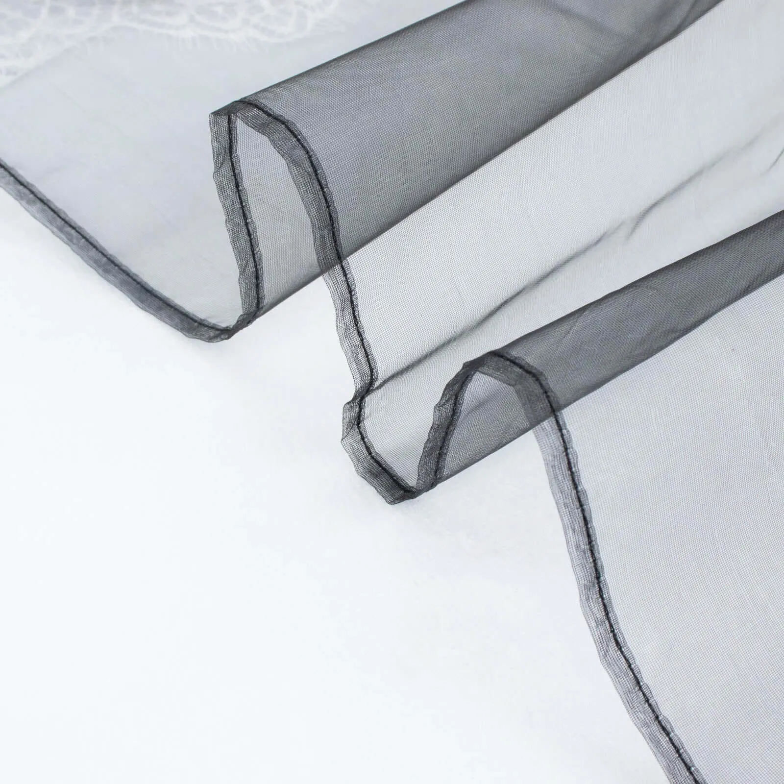 10 Pack Black Sheer Organza Decorative Dinner Table Napkins - 23"x23"