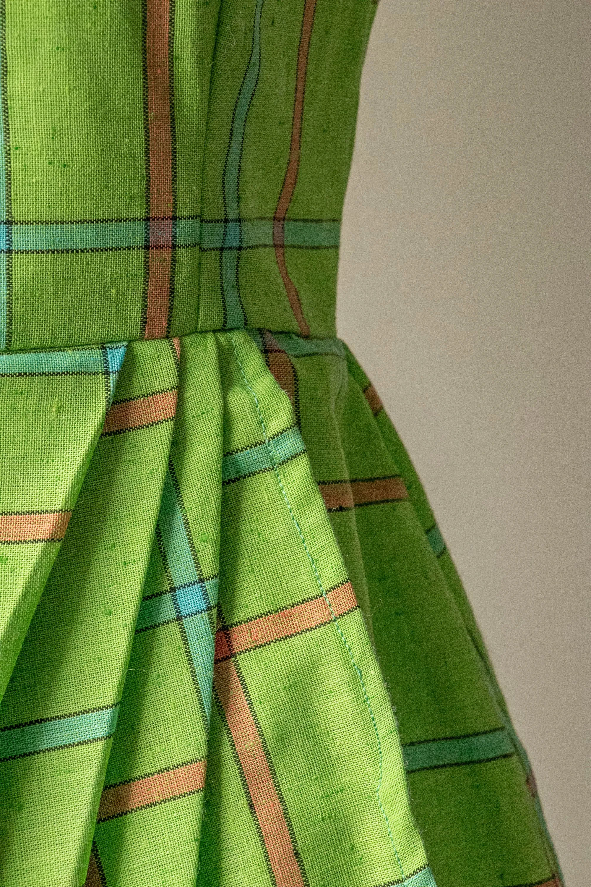 1960s Mini Dress Cotton Plaid S