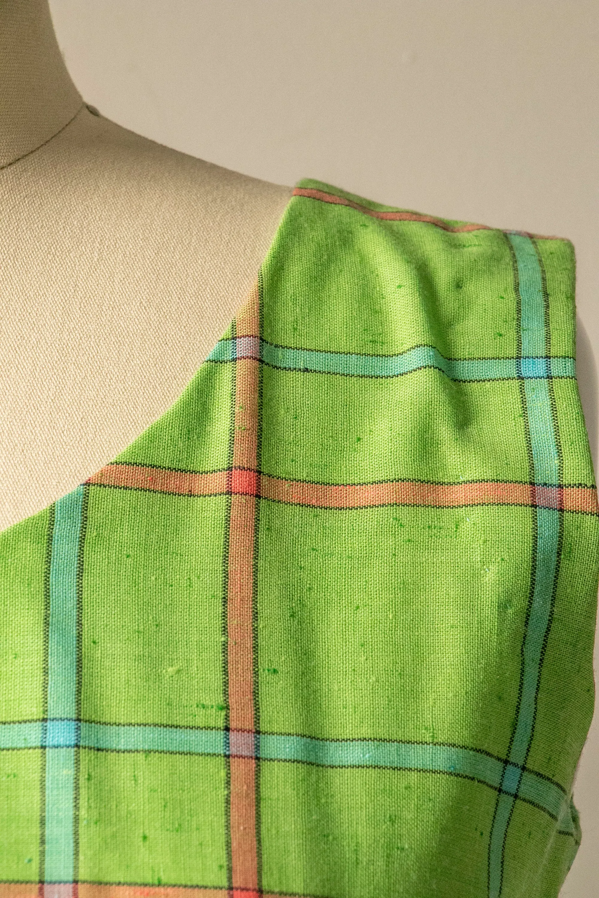 1960s Mini Dress Cotton Plaid S