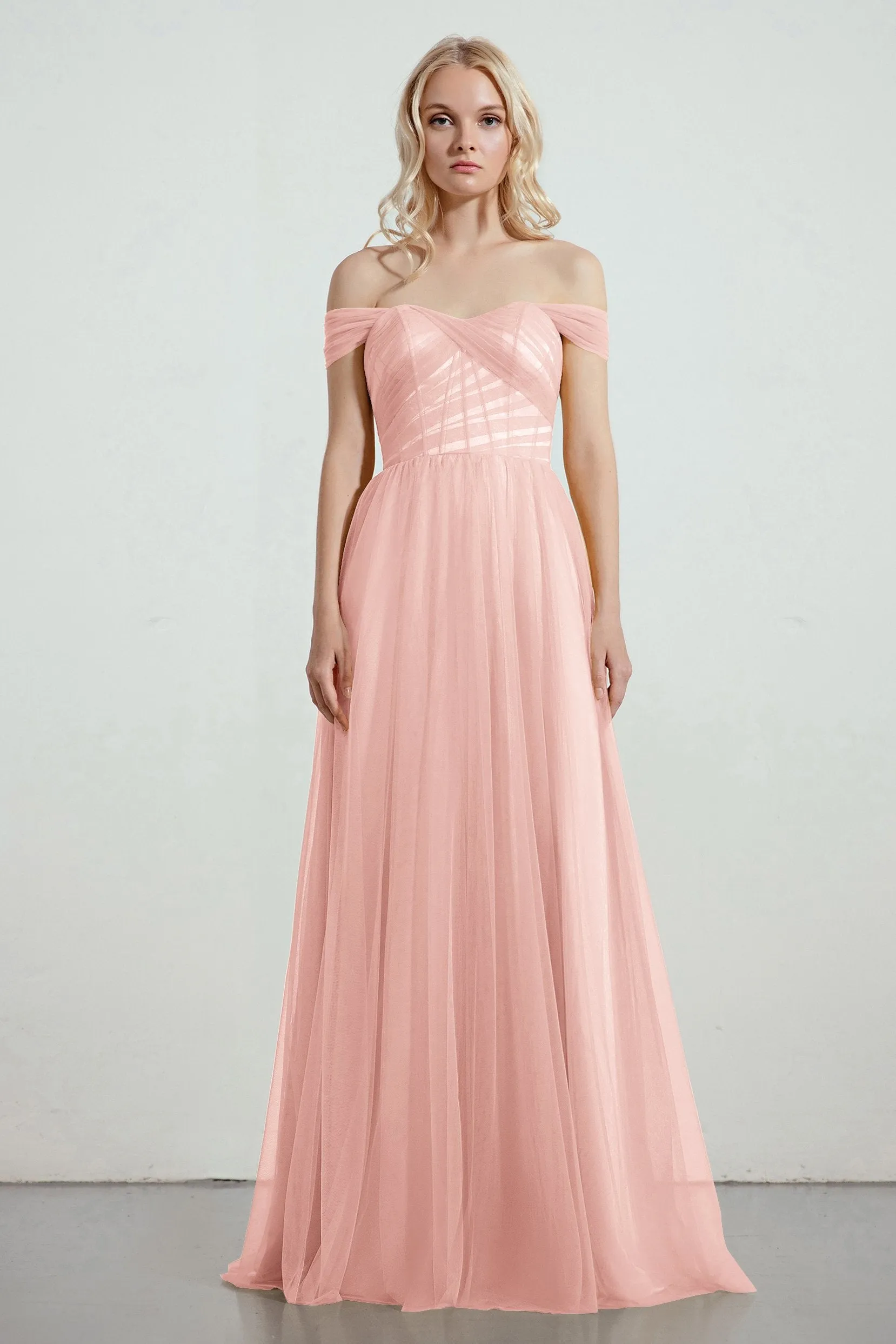 A-Line Tulle/Elastic Silk like Satin Bridesmaid Dress CB0261