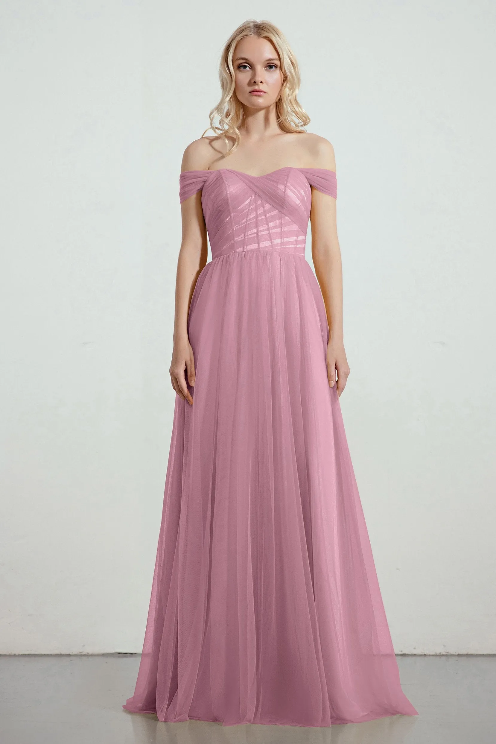 A-Line Tulle/Elastic Silk like Satin Bridesmaid Dress CB0261