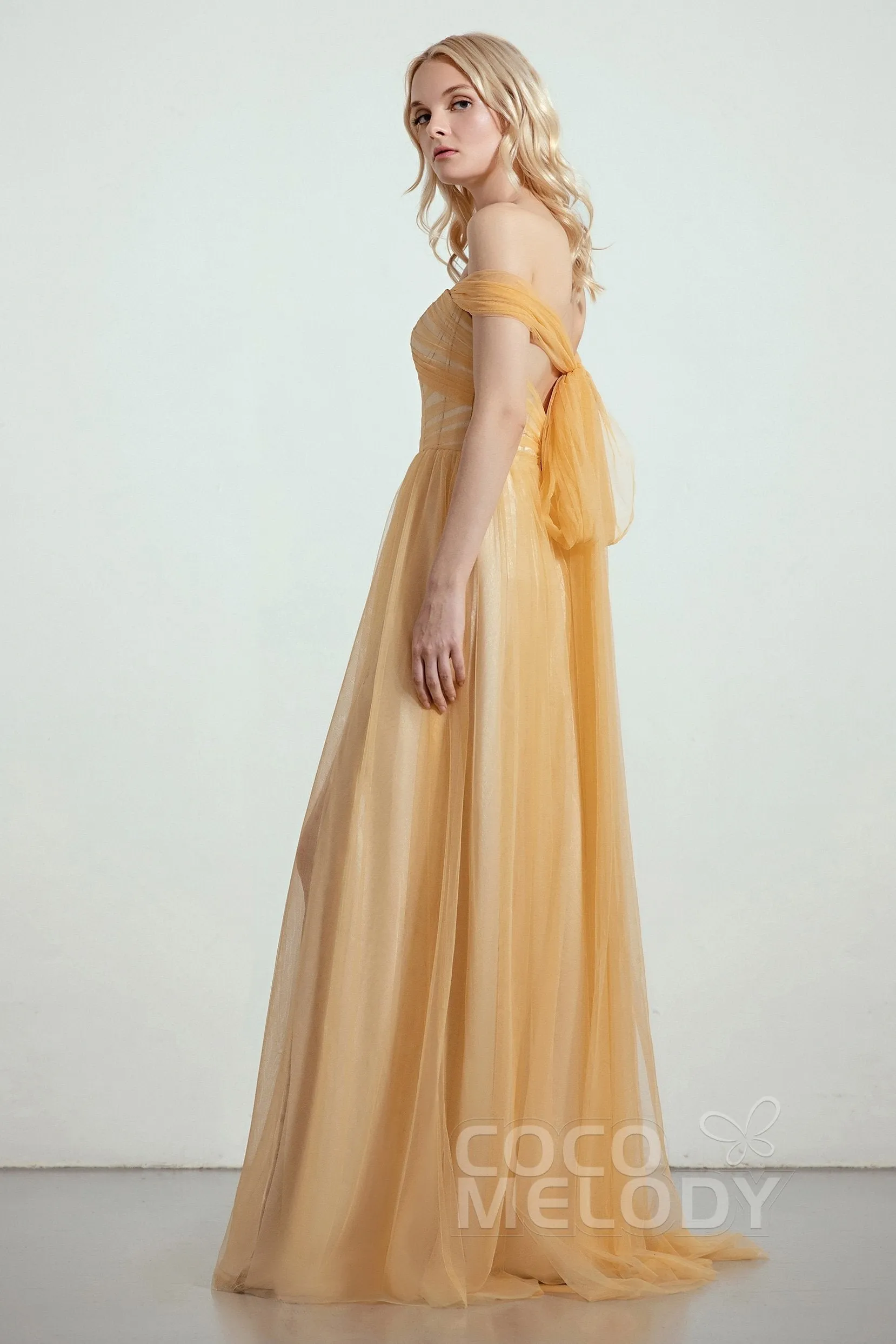 A-Line Tulle/Elastic Silk like Satin Bridesmaid Dress CB0261