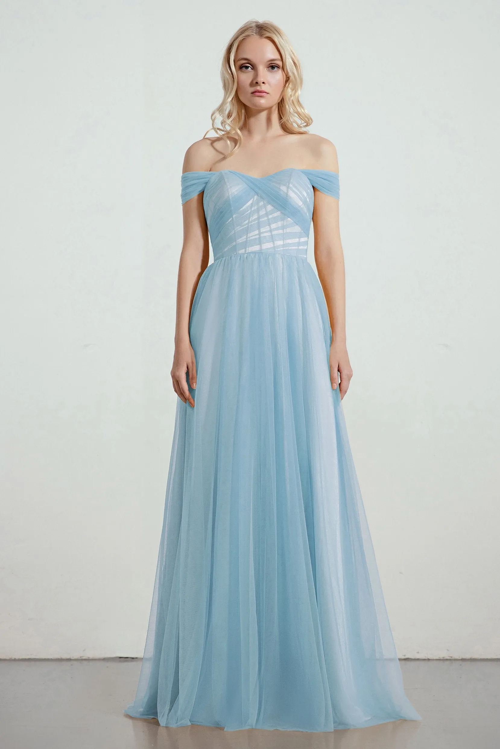 A-Line Tulle/Elastic Silk like Satin Bridesmaid Dress CB0261