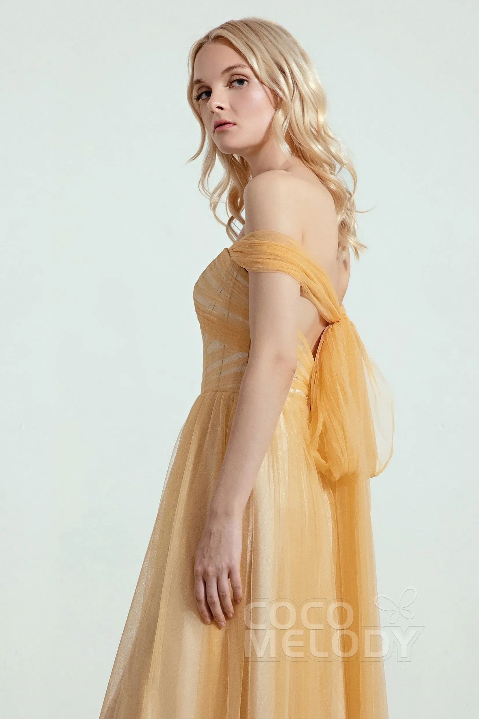 A-Line Tulle/Elastic Silk like Satin Bridesmaid Dress CB0261