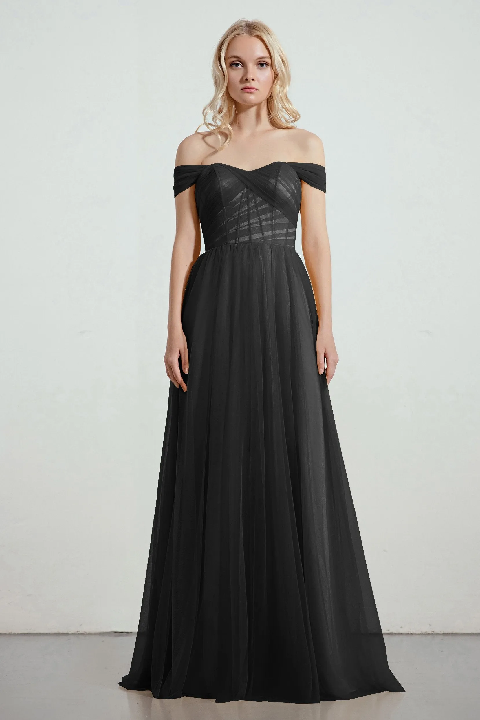 A-Line Tulle/Elastic Silk like Satin Bridesmaid Dress CB0261