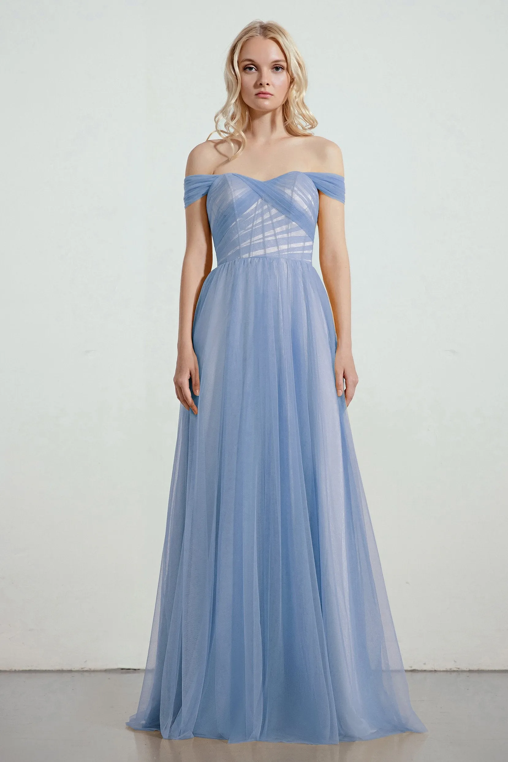 A-Line Tulle/Elastic Silk like Satin Bridesmaid Dress CB0261