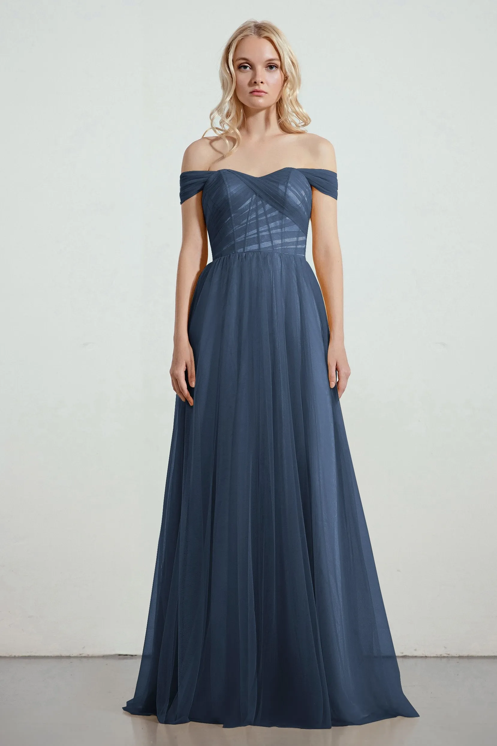 A-Line Tulle/Elastic Silk like Satin Bridesmaid Dress CB0261