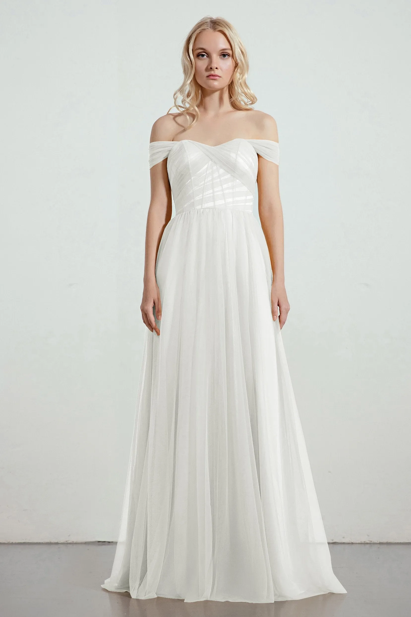 A-Line Tulle/Elastic Silk like Satin Bridesmaid Dress CB0261
