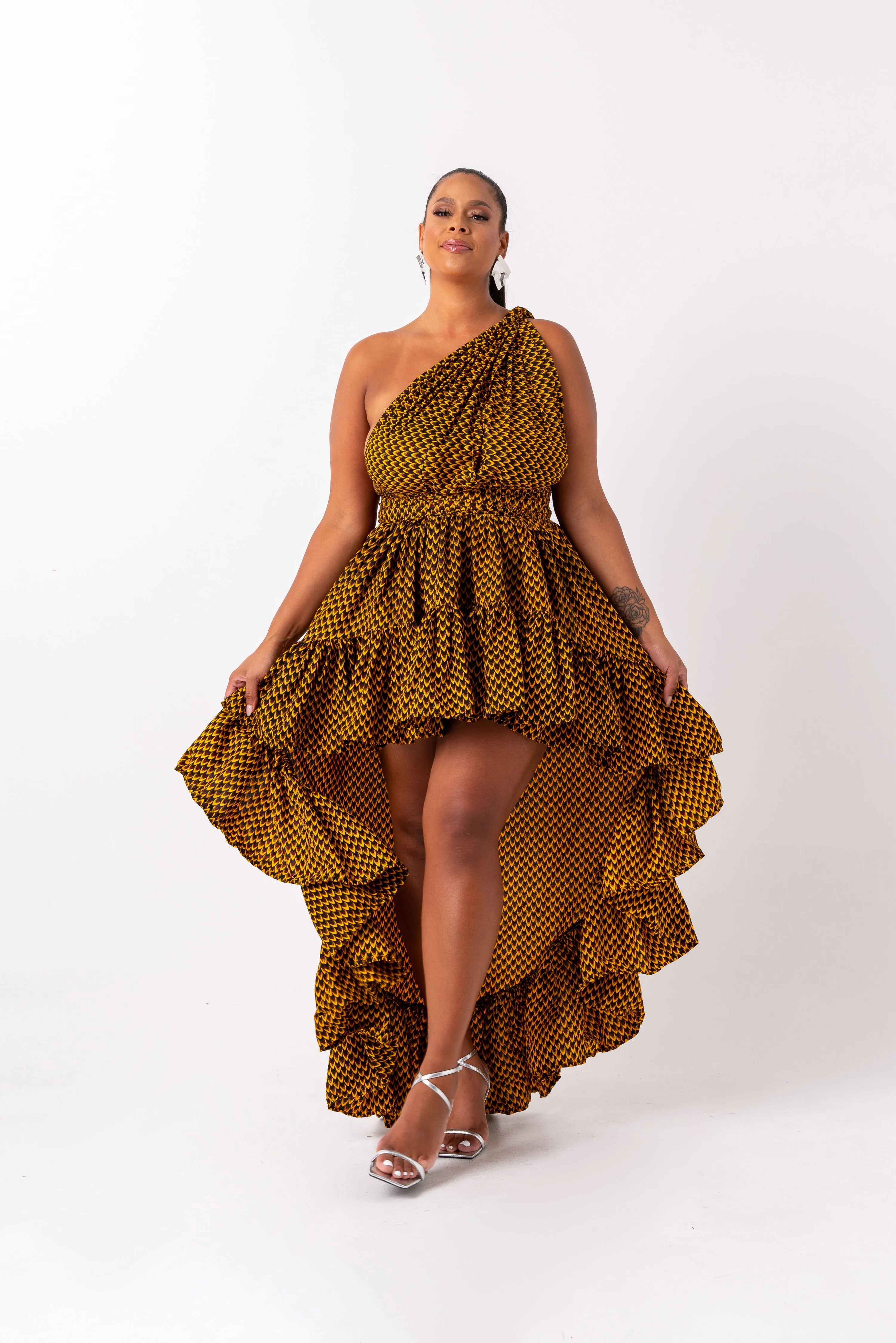 AGBANI African Print Hi-low Infinity Dress