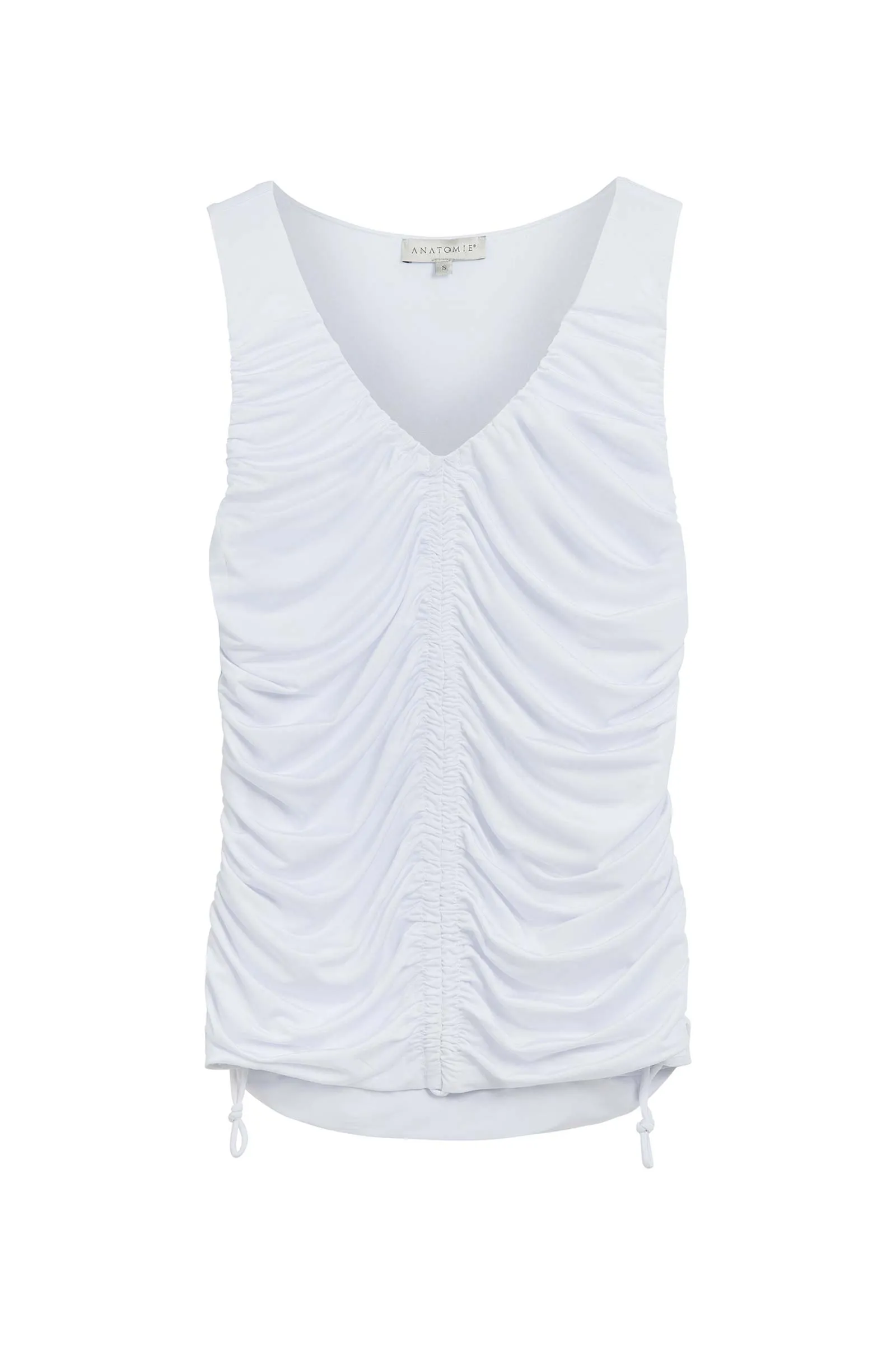 Alix Ruched Sleeveless Super Jersey Top (White)