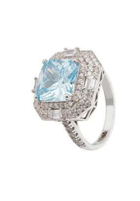 Anastasia Gemstone Cocktail Ring Silver Blue Topaz