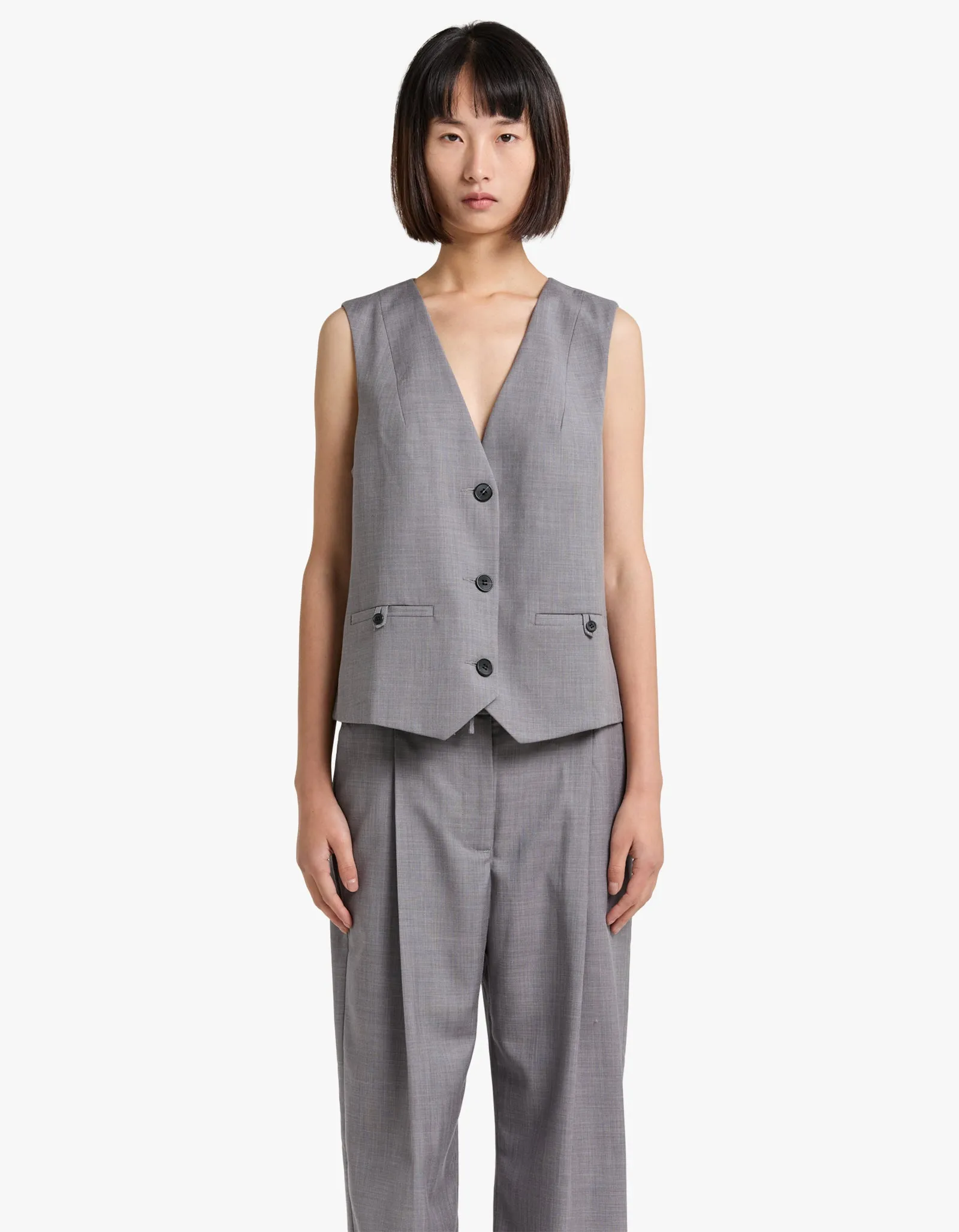 Asher Oversized Tailored Vest - Steel Grey