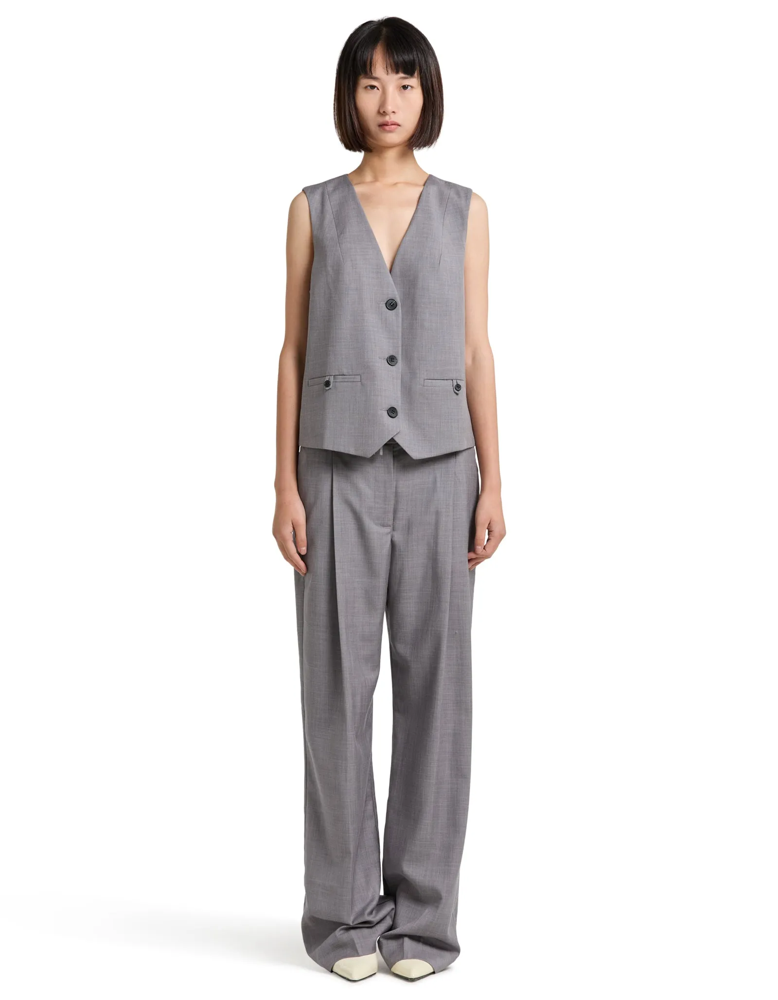 Asher Oversized Tailored Vest - Steel Grey