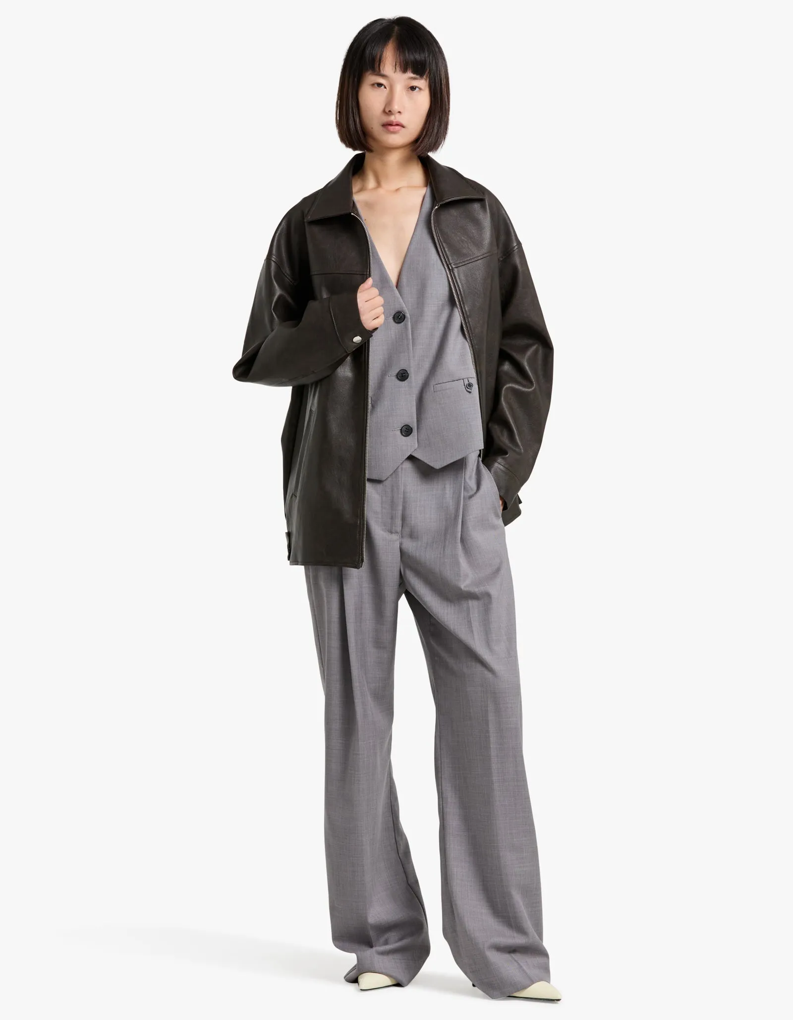 Asher Oversized Tailored Vest - Steel Grey
