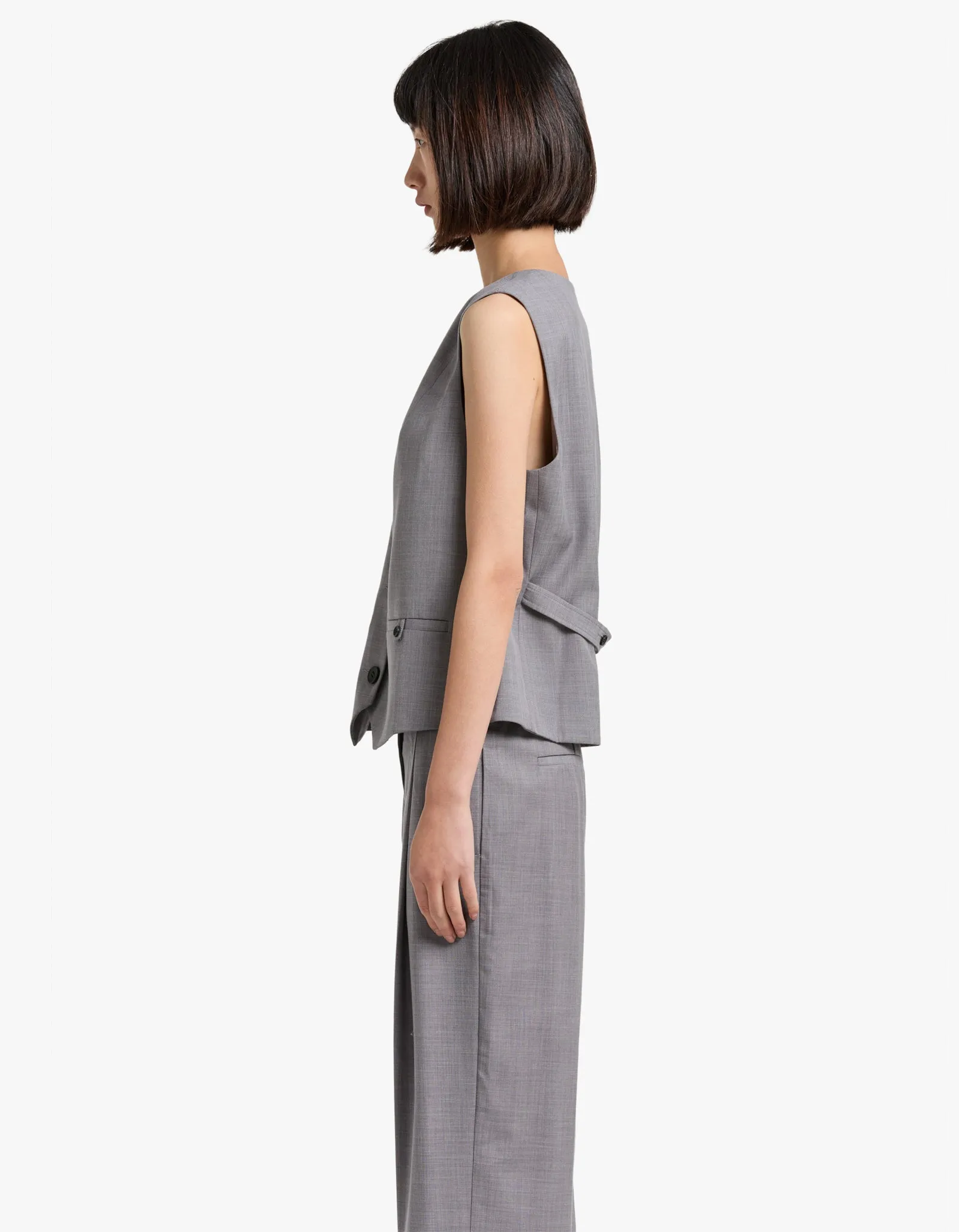 Asher Oversized Tailored Vest - Steel Grey