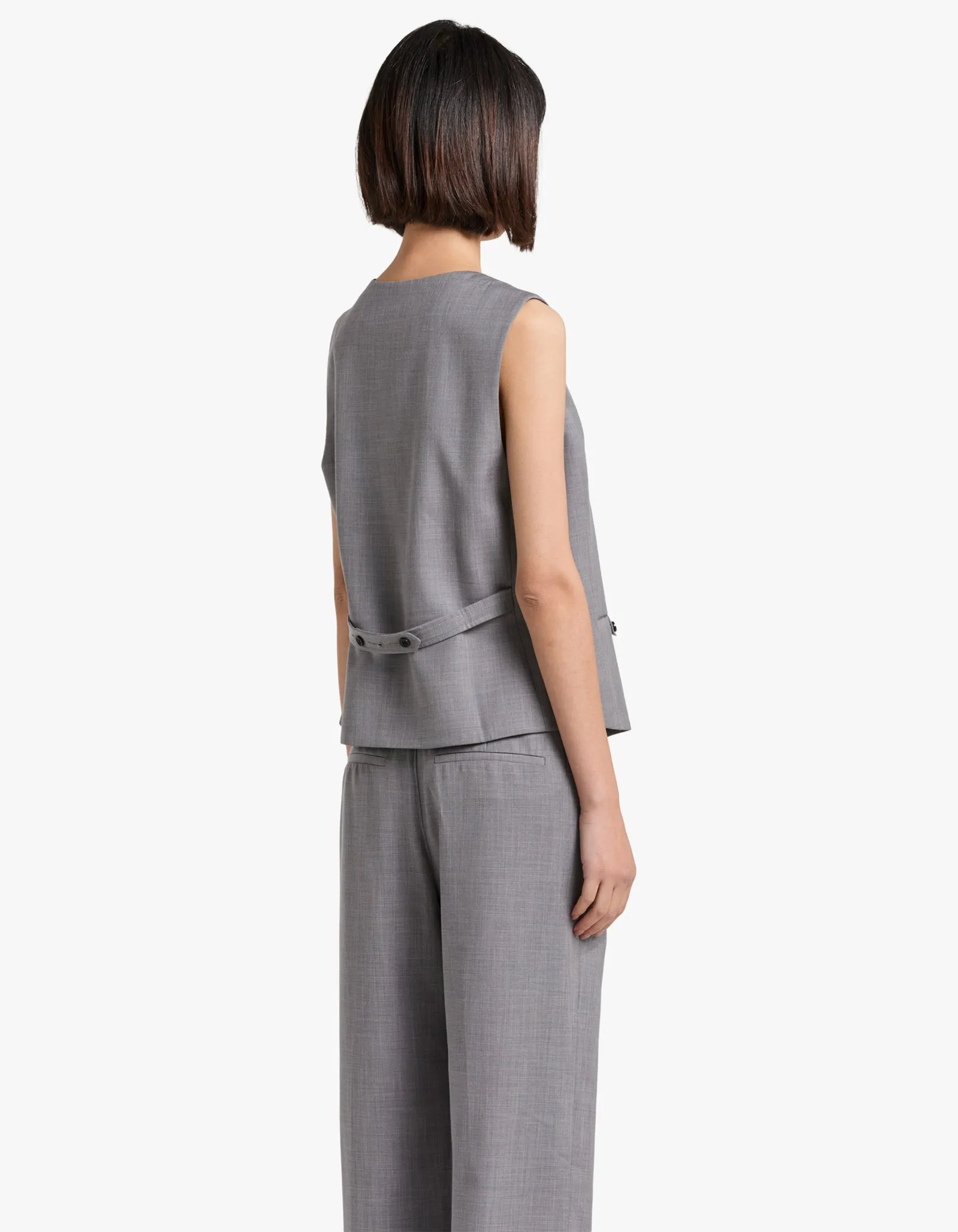 Asher Oversized Tailored Vest - Steel Grey