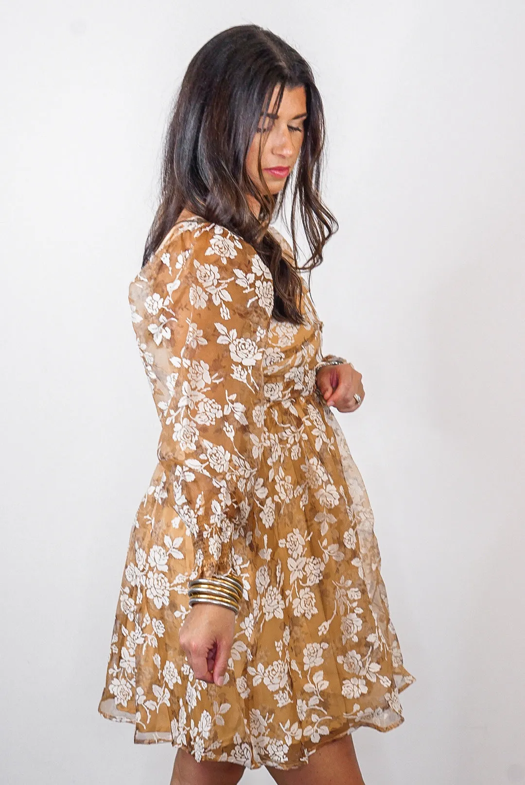 Autumn Romance Mustard Floral Dress