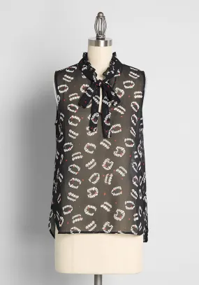 Bite Me I'm Fang-tastic Tie-Neck Blouse