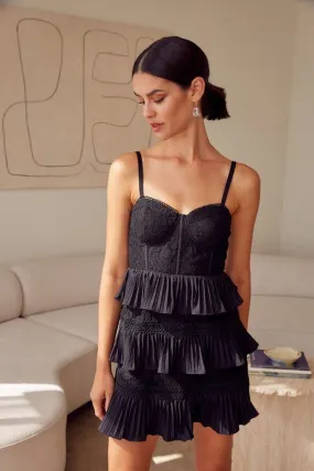 Black Tiered Lace Dress