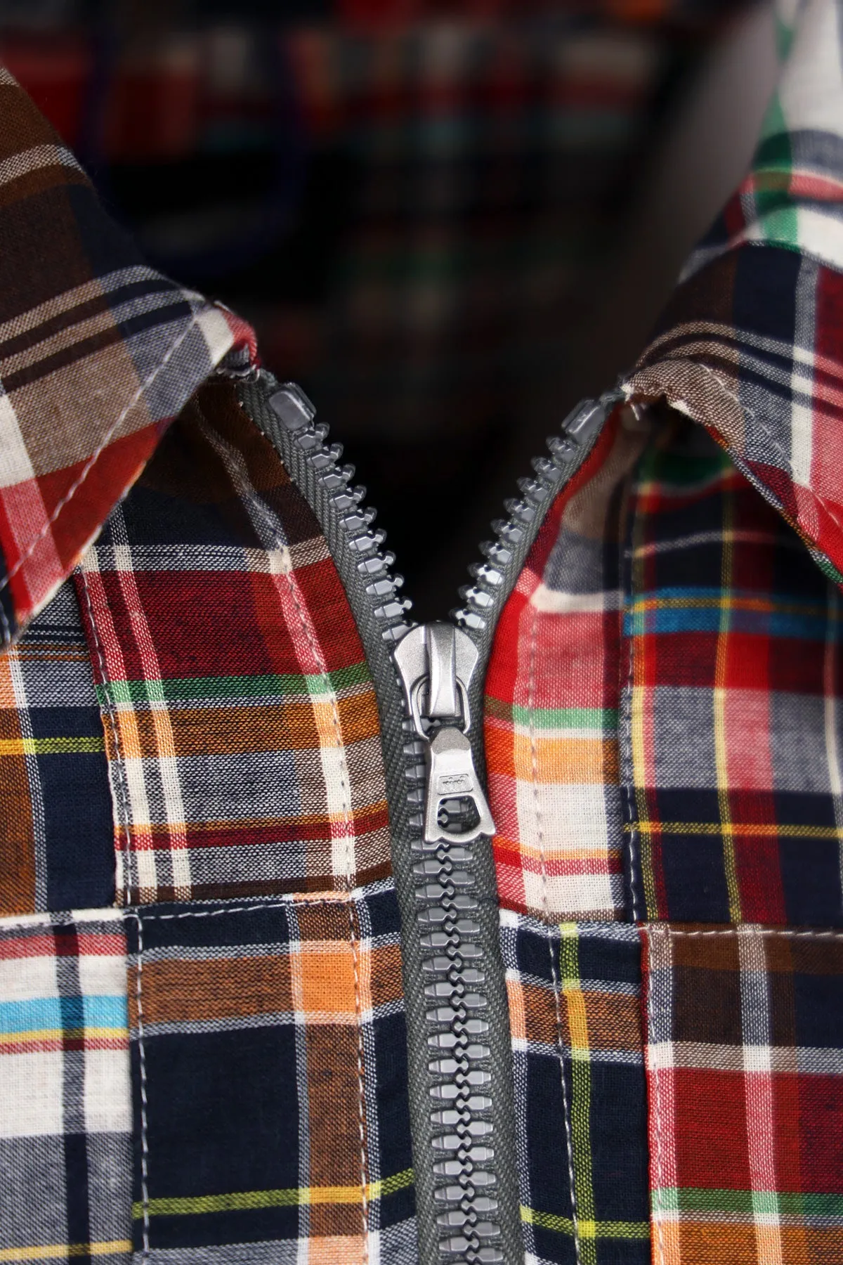 Boxy Swing Jacket - Multi Madras Patchwork