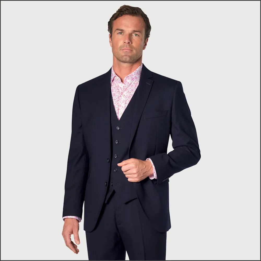 Brook Taverner Wells Wool Blend Navy Suit - Waistcoat Optional//