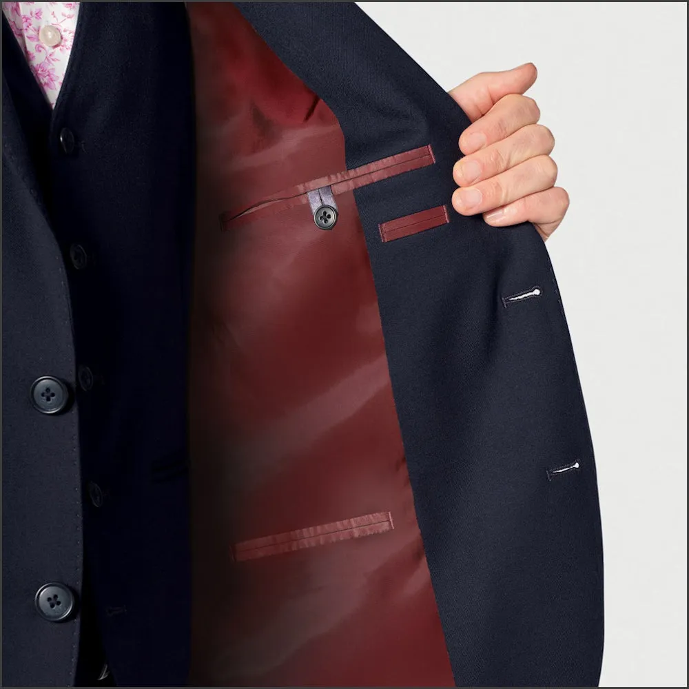 Brook Taverner Wells Wool Blend Navy Suit - Waistcoat Optional//