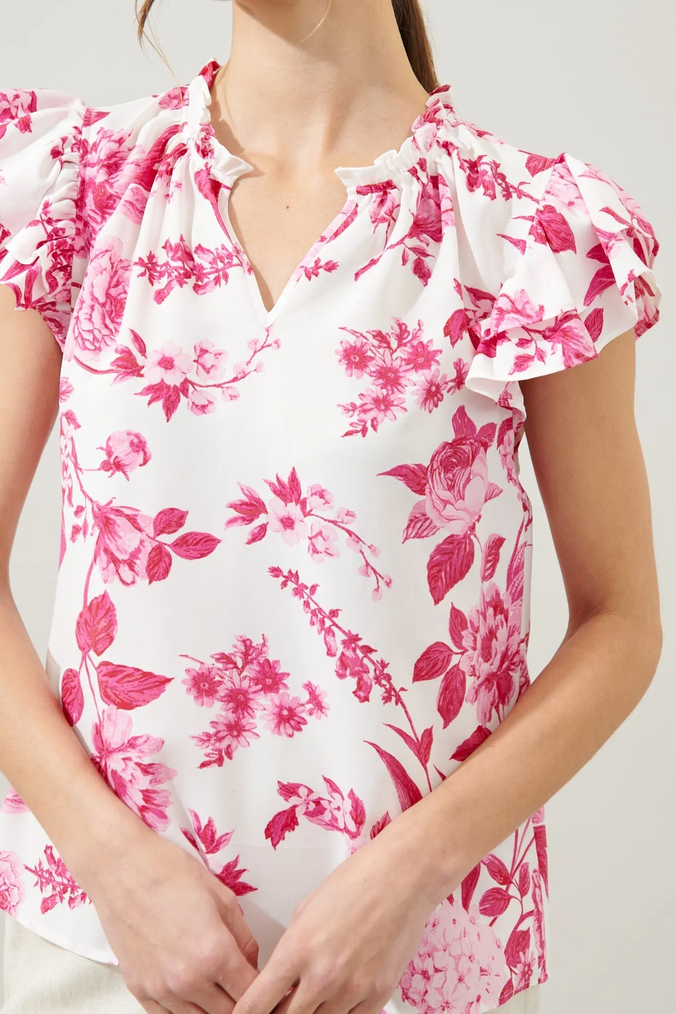 Clarice Floral Bellissima Ruffle Sleeve Top