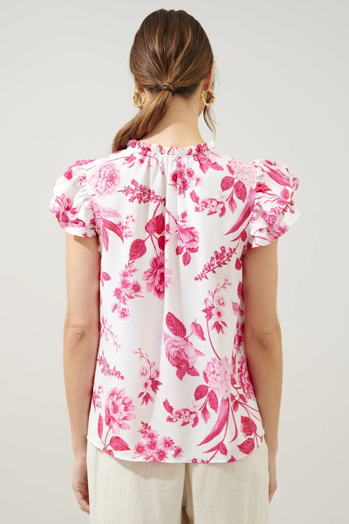 Clarice Floral Bellissima Ruffle Sleeve Top