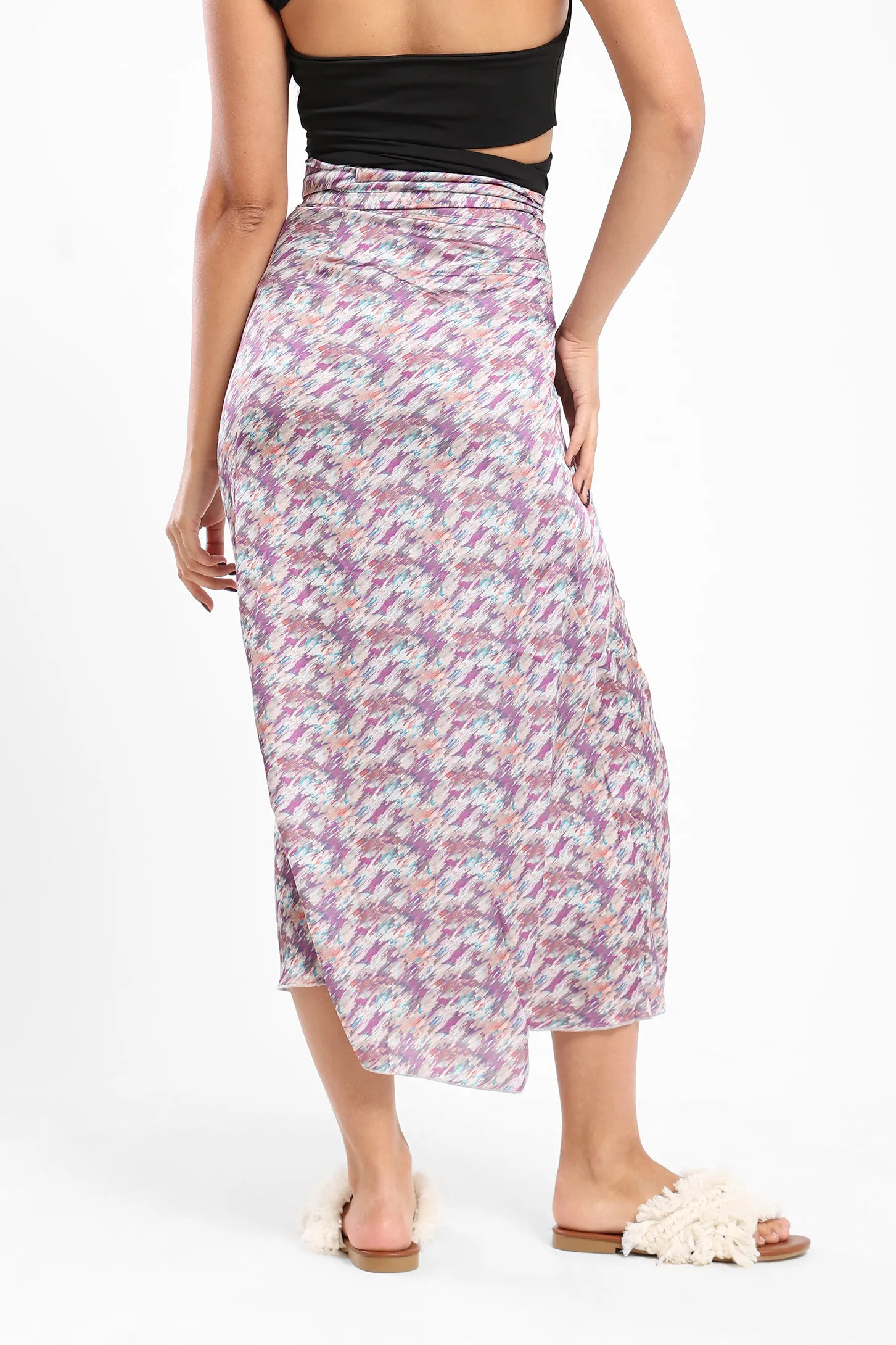 Colorful Satin Wrap Skirt