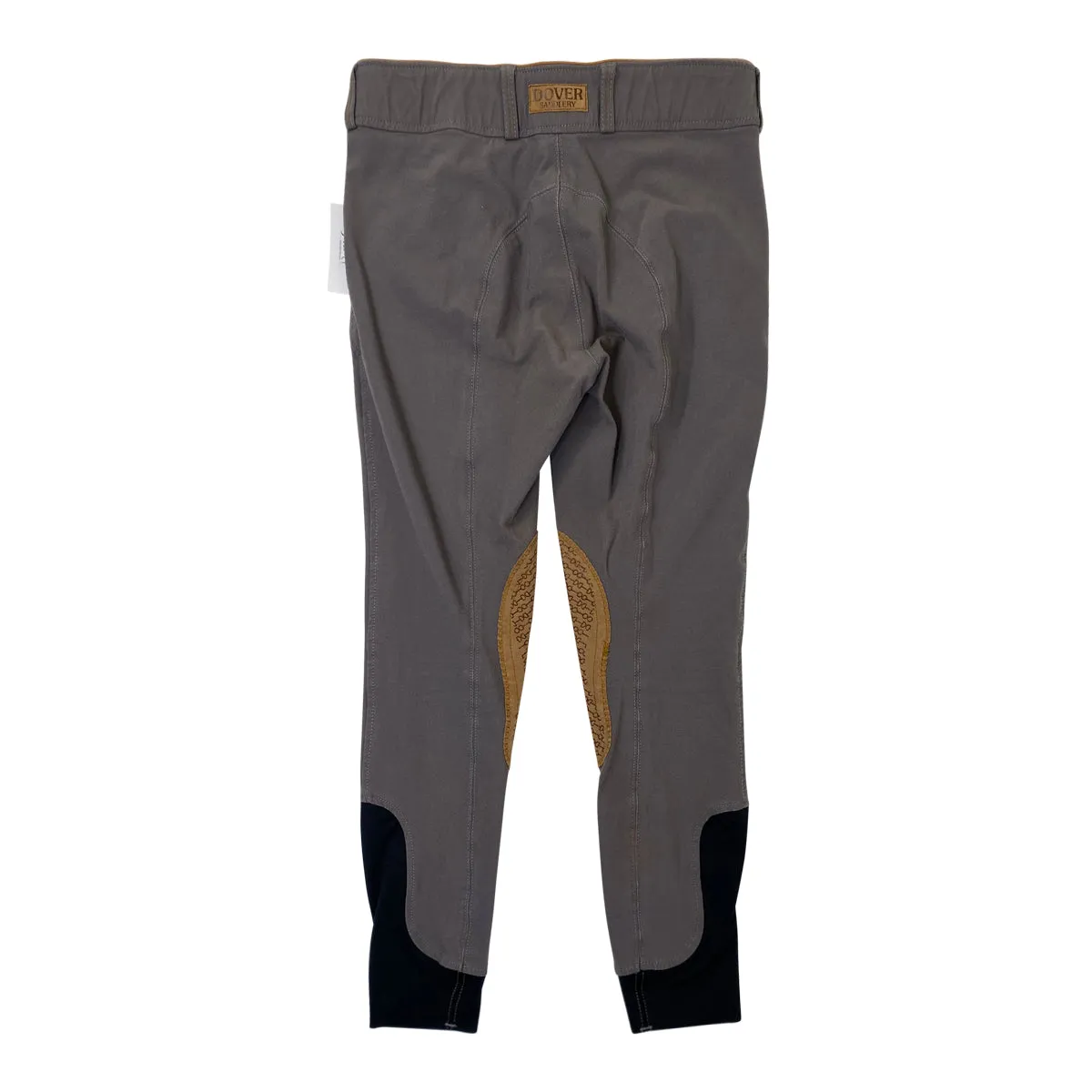 Dover Saddlery Girls' 'Beverly' Double-Grip Knee-Patch Breech in Grey/Tan - Children's 14