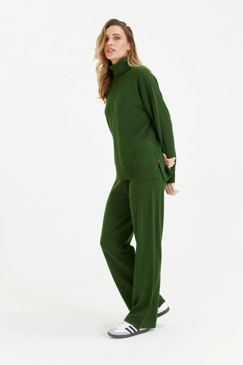 Green Wool-Cashmere Rollneck Sweater