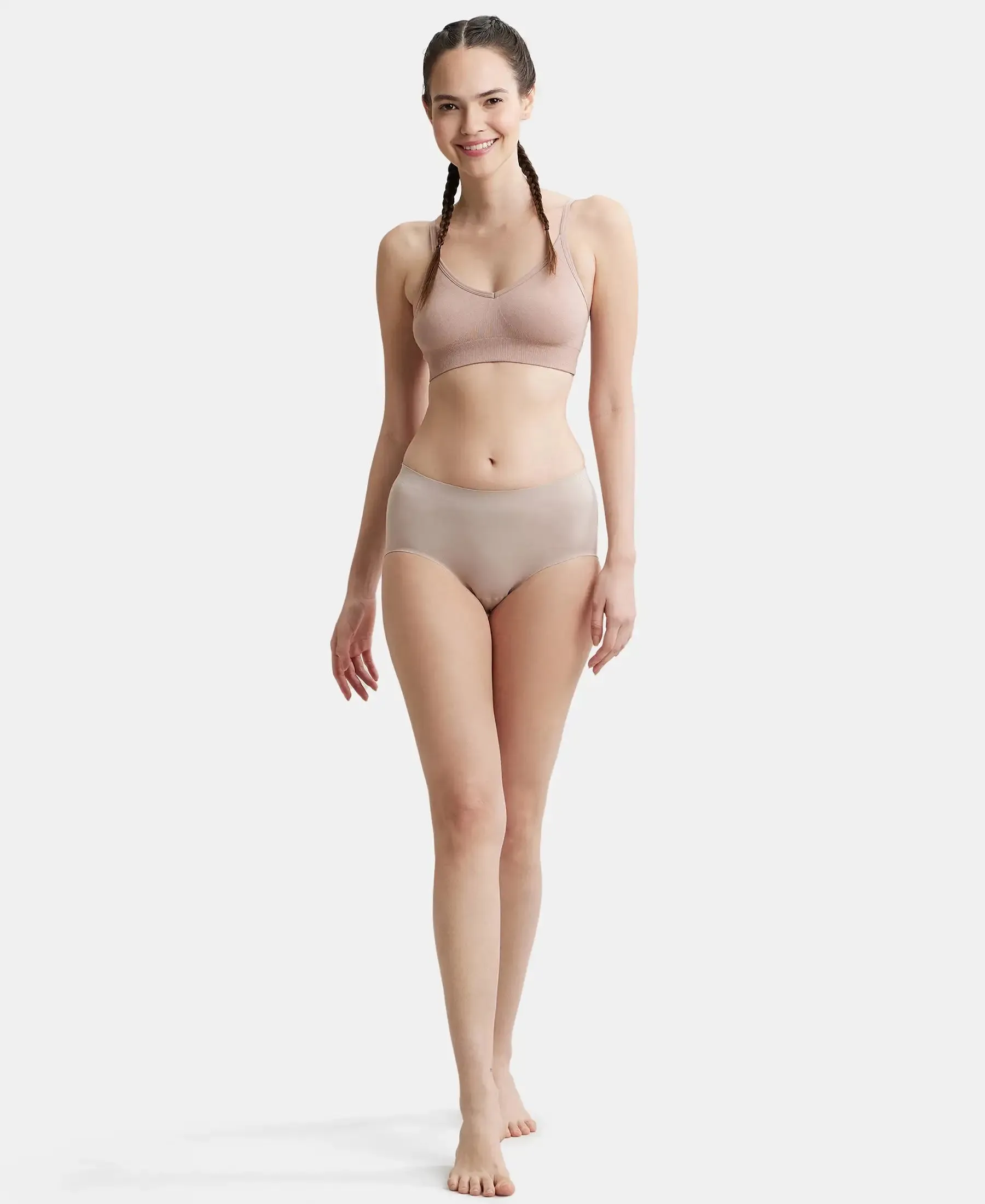 High Coverage Soft Touch Microfiber Elastane Stretch Full Brief with No Visible Pantyline - Mocha
