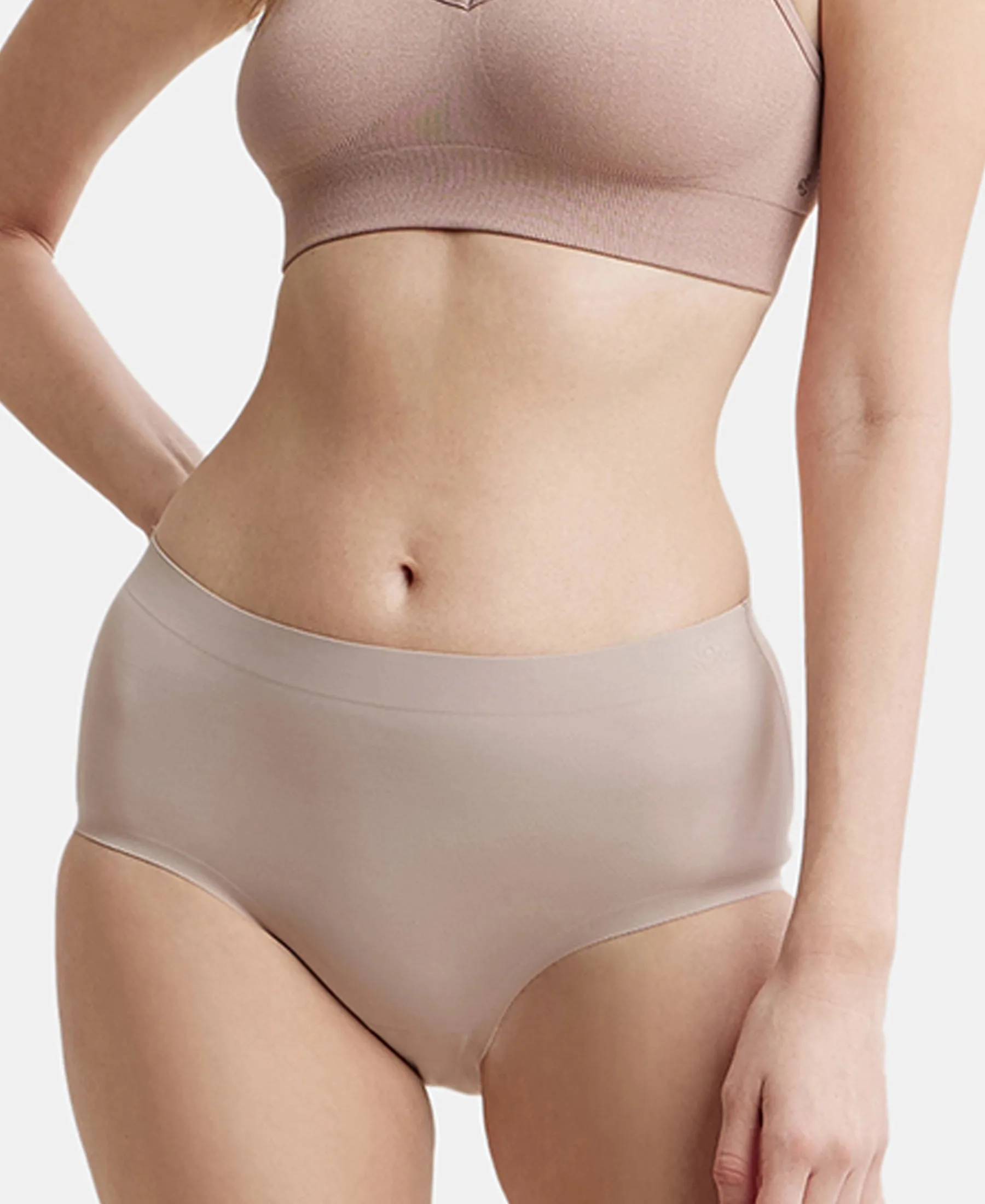 High Coverage Soft Touch Microfiber Elastane Stretch Full Brief with No Visible Pantyline - Mocha