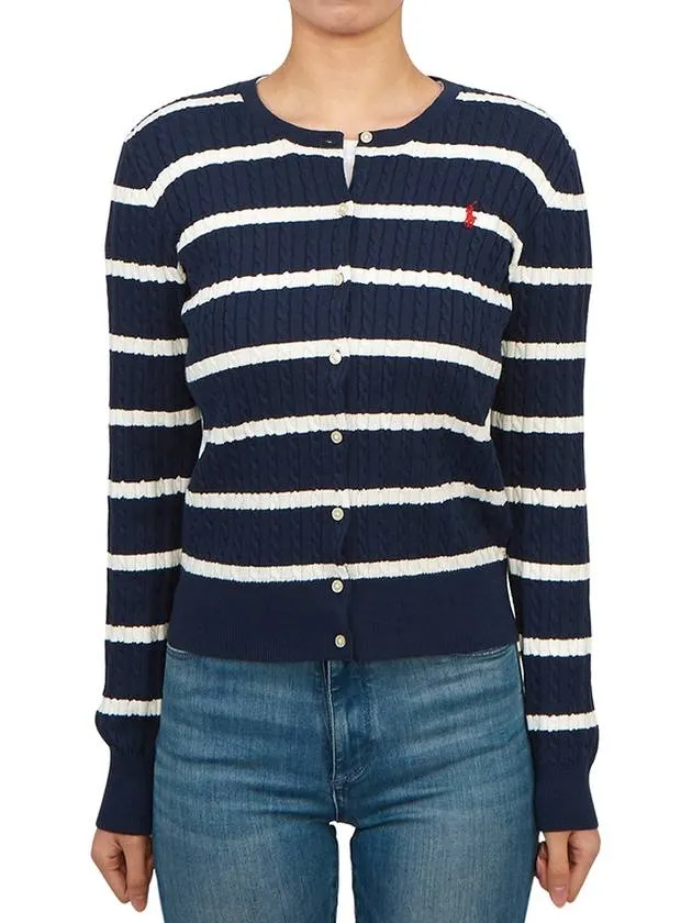 Kids Cable Cardigan 313925609002 NVY WHT Adults can wear