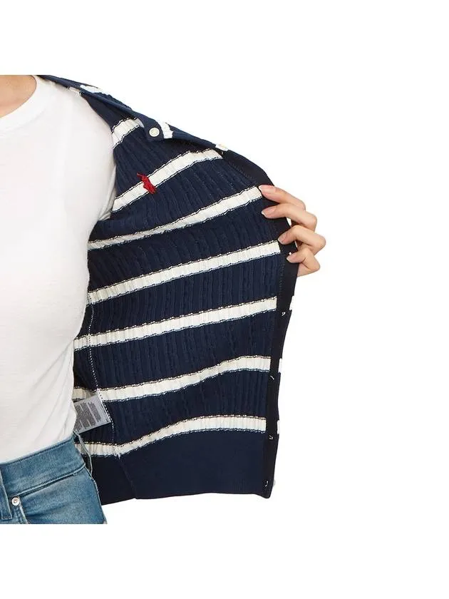 Kids Cable Cardigan 313925609002 NVY WHT Adults can wear