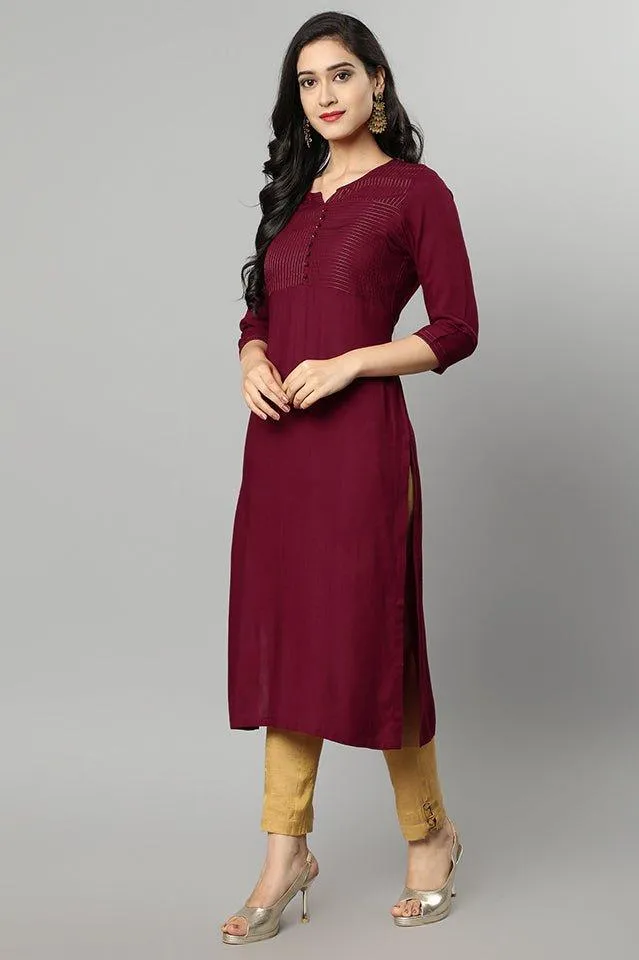 Maroon Rayon Sonapani Kurta