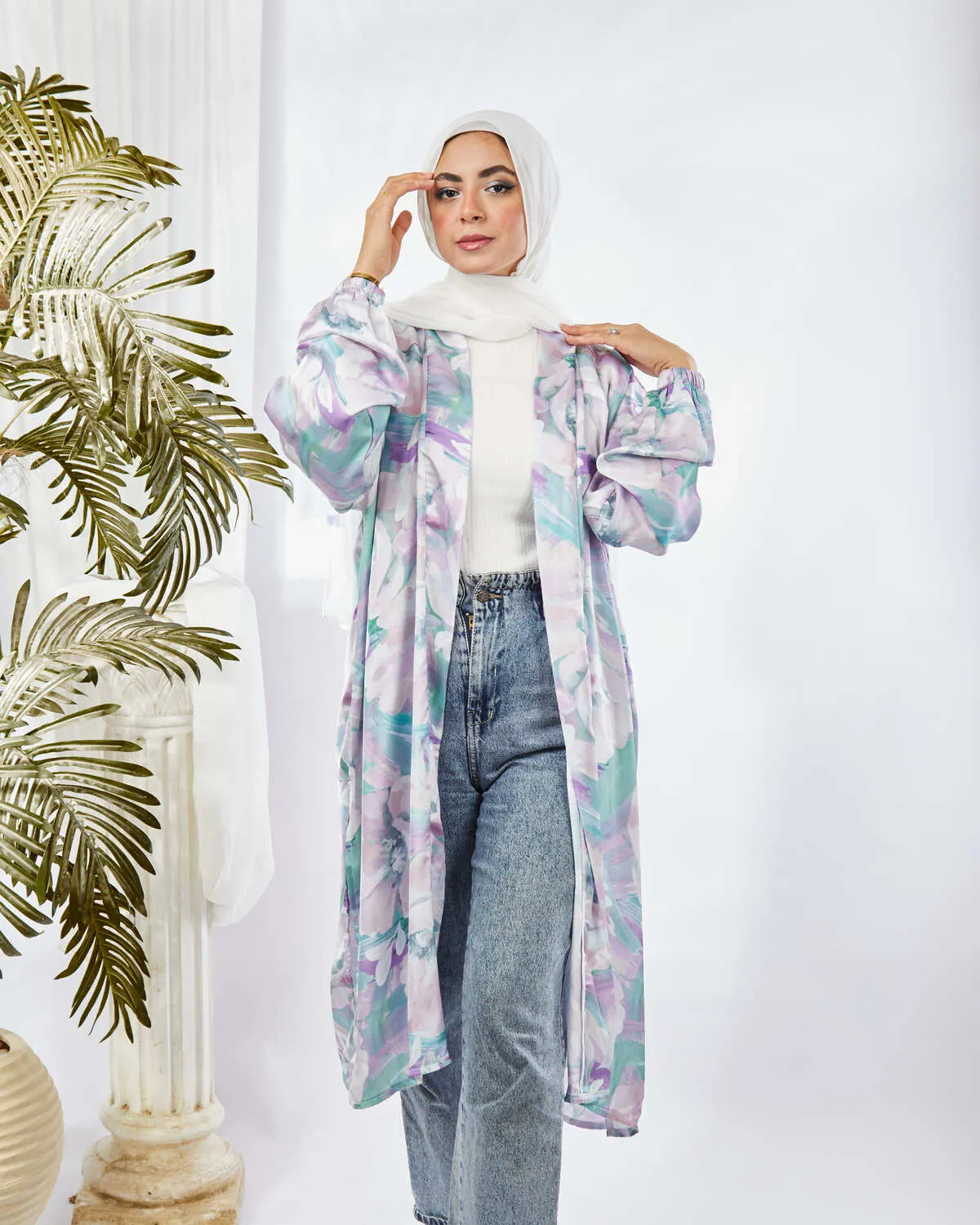 Printed Satin Kimono