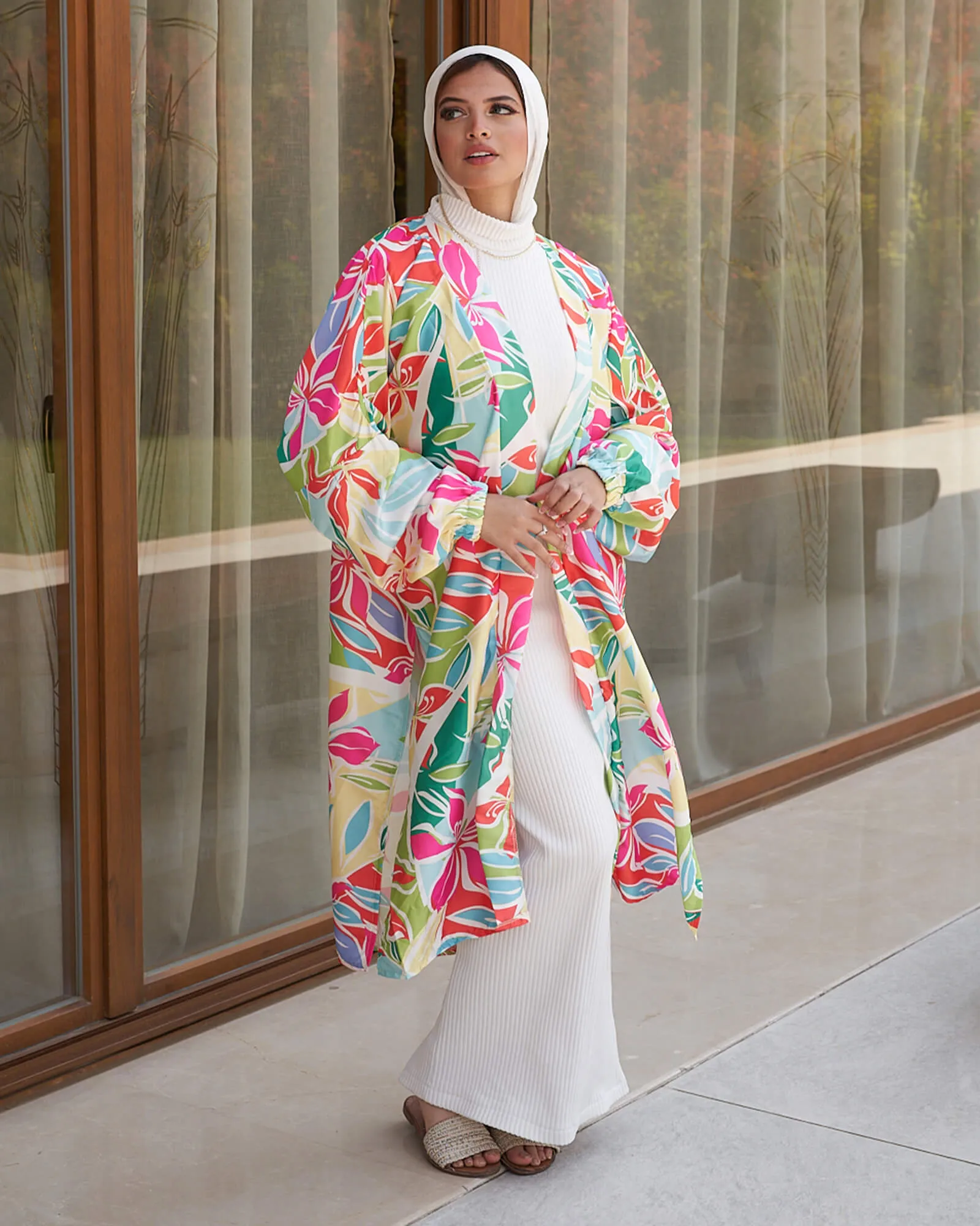 Printed Satin Kimono
