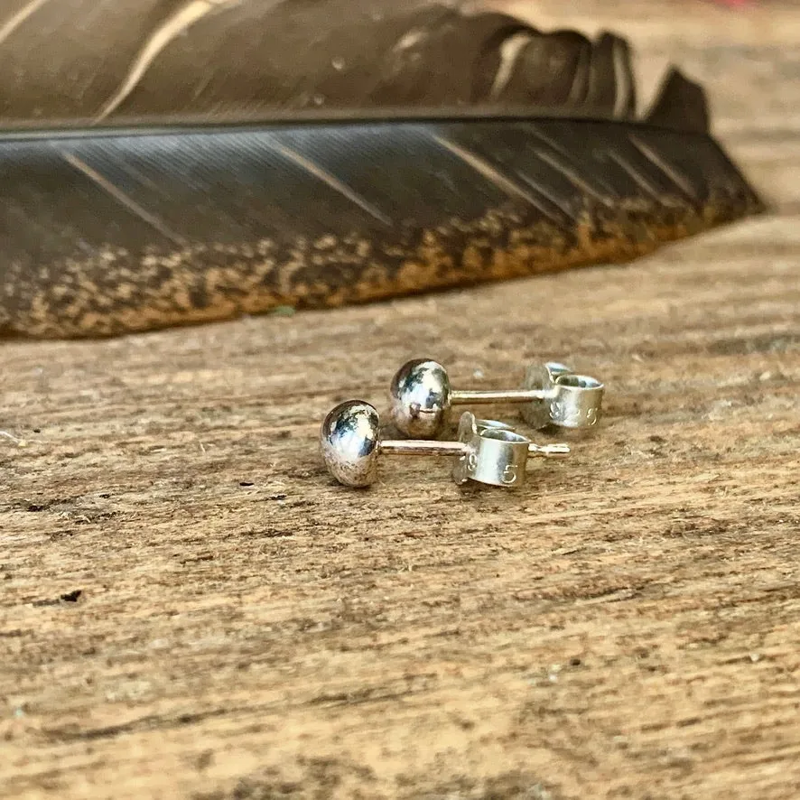 Recycled Silver ball stud earrings