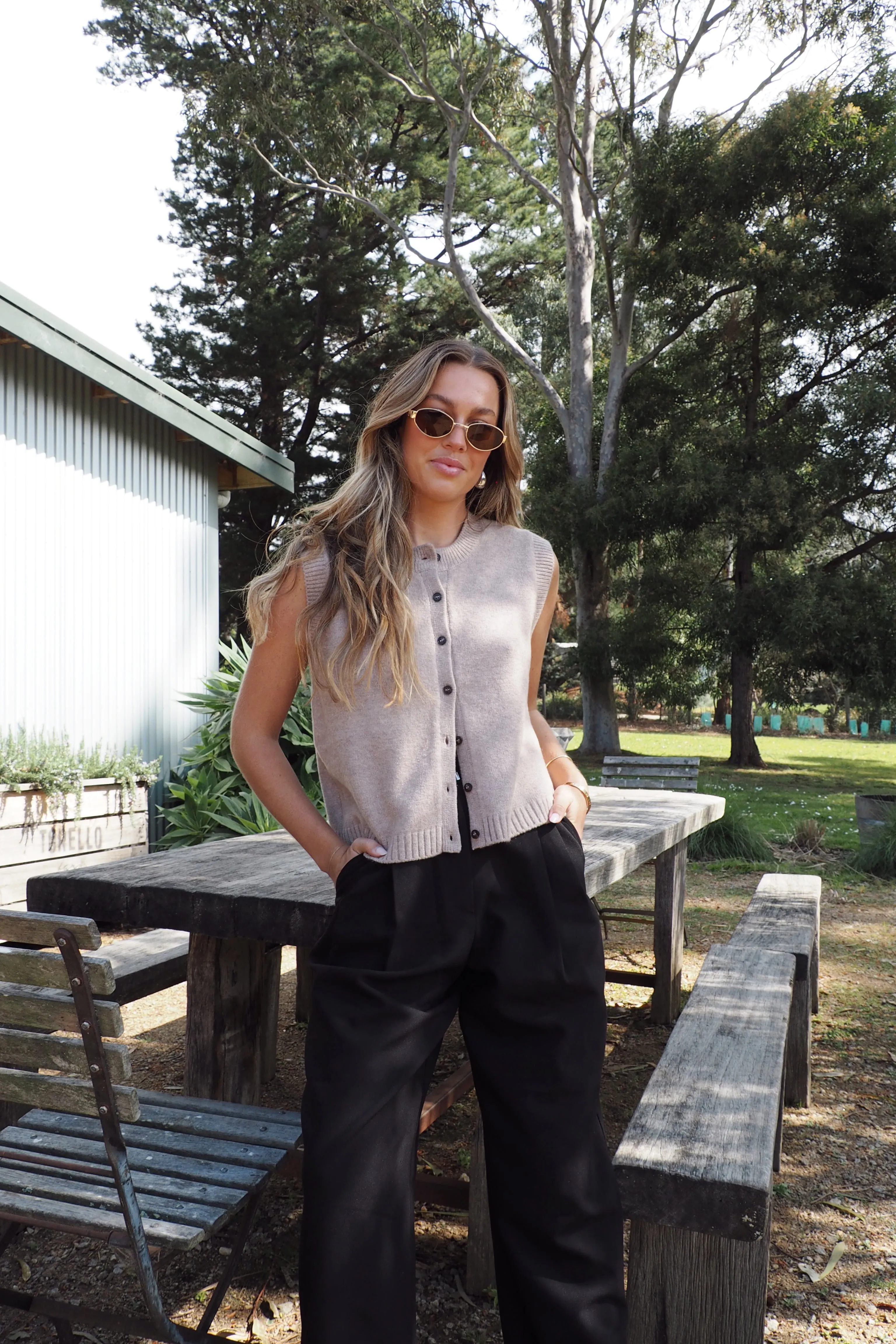 Sofia Cotton Knit Vest - Cocoa