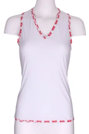 White Vee Tank with Red Heart Trim