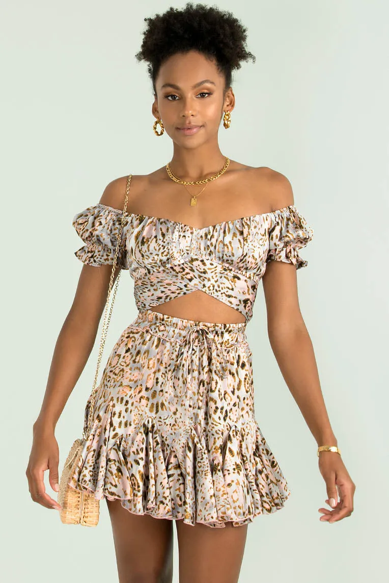Winnie Skirt / Blush Leopard